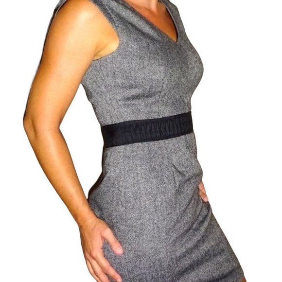 Banana Republic Wool-blend Grey Tweed Lined Career Stretch Sheath Dress - Picture 2 of 9